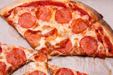 pepperoni pizza with salami, delicious food