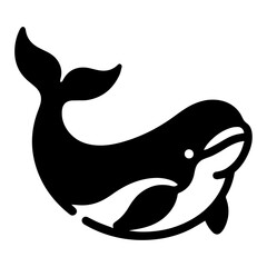 minimal Beluga whale vector silhouette black color white background