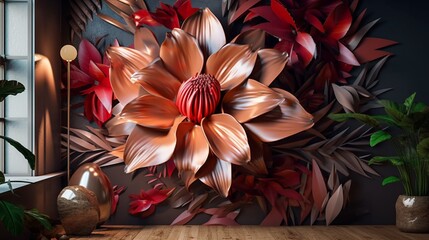 3D flower poster, 3D wallpaper, 3D wall art