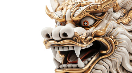 Close-Up of Dragon Head on White Background. Chines new year .