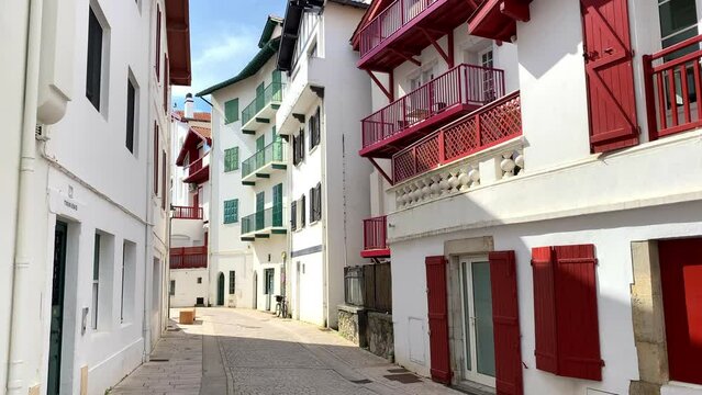 Paved street in the old center of Saint-Jean-de-Luz, France