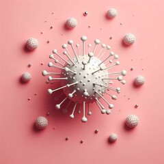 Closeup of a virus on a pink background