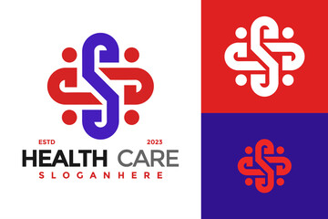 Letter S Health Care Logo design vector symbol icon illustration