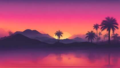 Fototapeta na wymiar Tropical island sunset