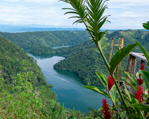 Rio entre montañas verdes de Colombia