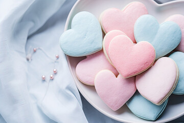 Heart-shaped sugar cookies with icing, Valentine Bakery 