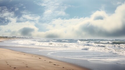 Fototapeta na wymiar waves breaking on the beach