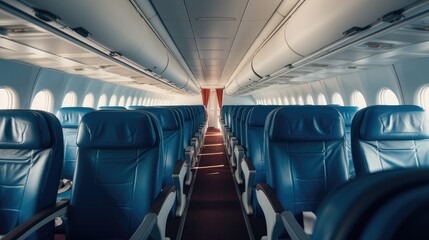A commercial airline cabin interior. Generative AI.