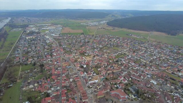 Fast Aerial City Village Houses Apartments Offices Helicopter View