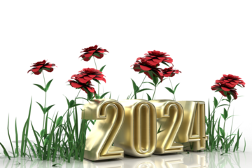 Year 2024 Golden Transparent Background