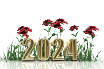 Year 2024 Golden Transparent Background