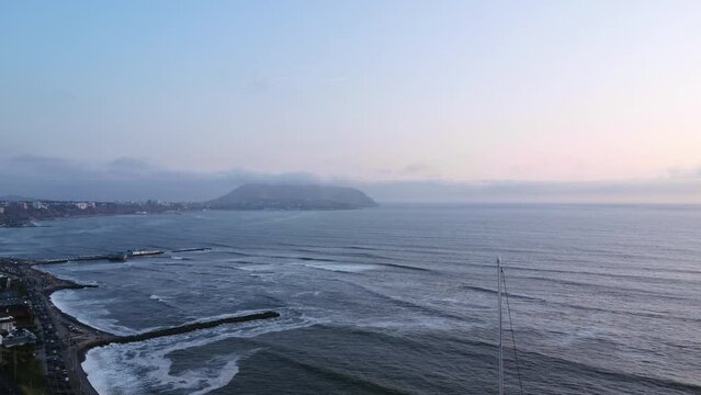 Paragliding in Miraflores Lima Peru, Beachside Dusk, Tourist Places.