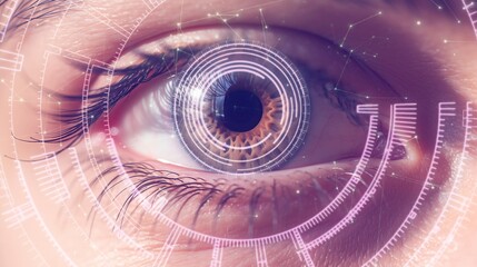 a close up of a person's eye with a futuristic eye scanning technology