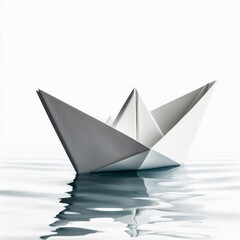 Obraz premium Paper Boat Isolated on white Background. ai generative