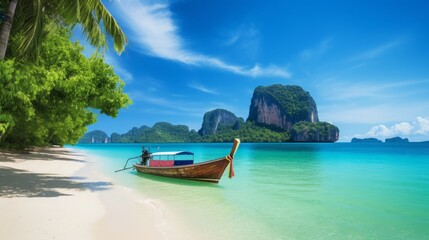 Fototapeta na wymiar Discover the beauty of palm-fringed beaches and exotic islands in Thailand.
