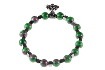 Pulseira de pedra quartzo com hematita.  Formato de arquivo png fundo transparente.