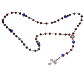 Terço de cordão encerado e crista colorido facetado. Formato de arquivo png fundo transparente.