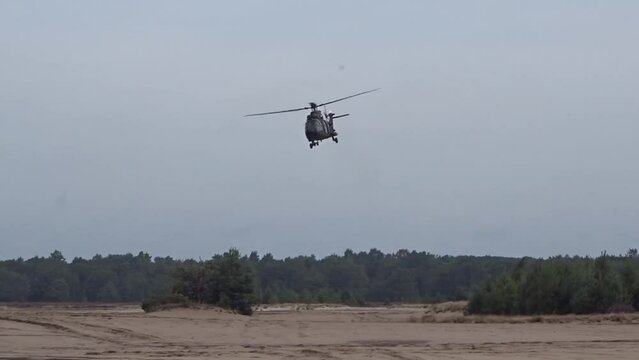 Military Helicopter Full Power Low Altitude turn