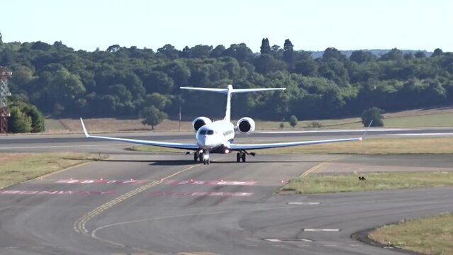 Business Jet corporate jet executive jet private jet Taxiing after Landing at Airport