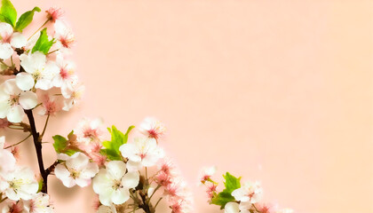 Fototapeta na wymiar a springtime flowers spring sakura blossoms cherry blossom tree April floral nature soft colorful background card banner march happy easter copy space text holidays gift display arrangement backdrop