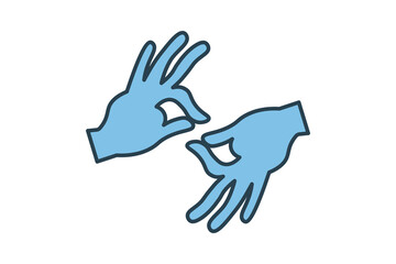 sign language icon. icon related to disability and disability symbol . flat line icon style. Simple vector design editable