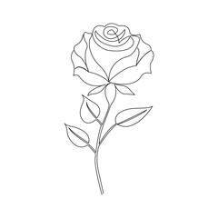 continuous one line hand drawing rose flower Art vector illustration - obrazy, fototapety, plakaty