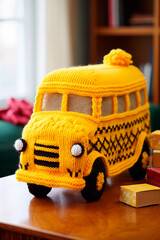 Autobús escolar amarillo de ganchillo