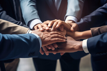 Group of business people putting their hands together, Business putting their hands together in unity ,Ai generated - obrazy, fototapety, plakaty