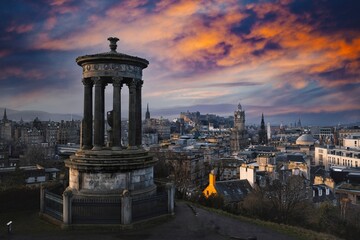 Edinburgh view of Sunset from Calton hill