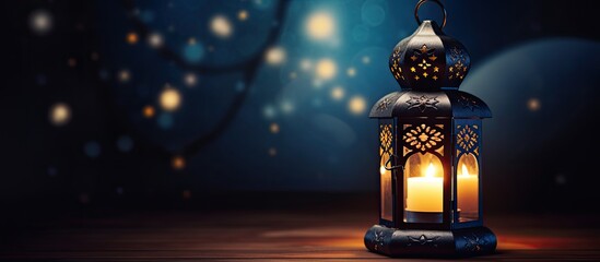 Moonlit lantern symbolizing Ramadan Kareem - obrazy, fototapety, plakaty
