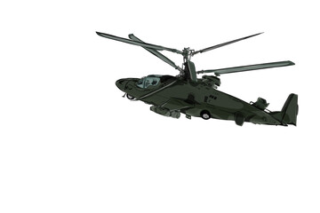 an apache helicopter flying without background