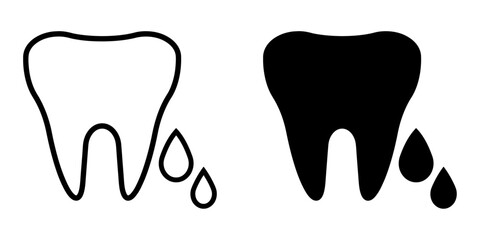 ofvs506 OutlineFilledVectorSign ofvs - bleeding gums vector icon . gingivitis sign . isolated transparent . black outline and filled version . AI 10 / EPS 10 / PNG . g11849