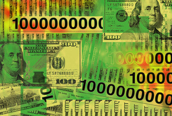 Several billion dollars. Conceptual image with american hundred dollar bills