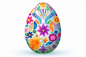 Fototapeta premium Art of colorful painted Easter egg on the white background