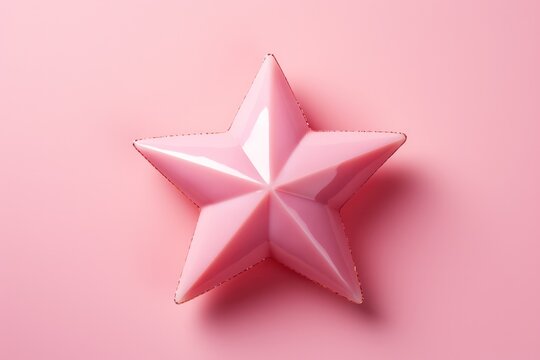 pink plastic star 3d render on pastel background