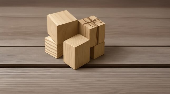 Wood texture art architectural abstract block. Generative AI