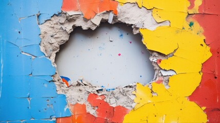 Wall building with broken hole wallpaper background