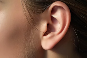 Foto op Aluminium Close-up of female ear and the ear's details. Hearing problems and diseases. © svetlana_cherruty