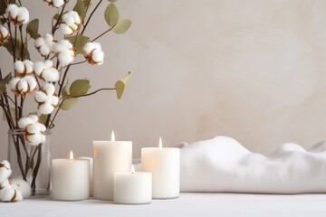 Candles and cotton branches