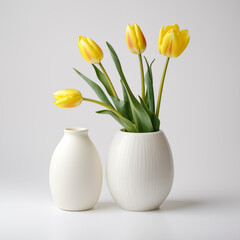 Beautiful tulip in white vase white background