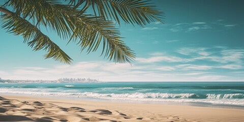 Fototapeta na wymiar Sunny Escape: Sand Beach Background Mockup