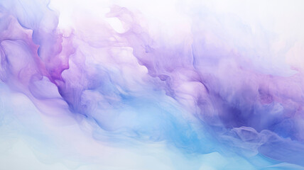 Purple and blue abstract smoke in pastel shades in motion on light elegant background. Intertwining colors and subtle flow, A feeling of tenderness, calmness, relaxation, Horizontal banner - obrazy, fototapety, plakaty