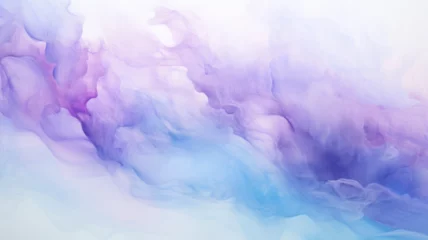 Foto op Canvas Purple and blue abstract smoke in pastel shades in motion on light elegant background. Intertwining colors and subtle flow, A feeling of tenderness, calmness, relaxation, Horizontal banner © stateronz