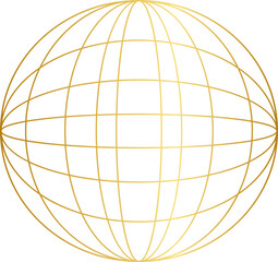 Gold Globe Y2K Element. Retro futuristic shape.