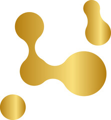 Gold Fluid Blob Y2K Element. Retro futuristic shape.