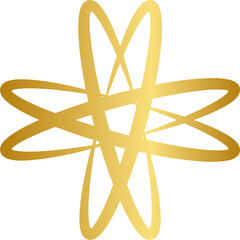 Gold Star Orbit Y2K Element. Retro futuristic shape.