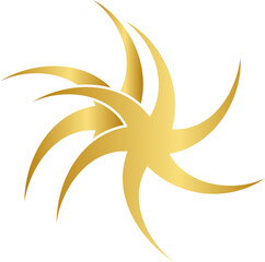 Obraz premium Gold Twin Star Y2K Element. Retro futuristic shape.