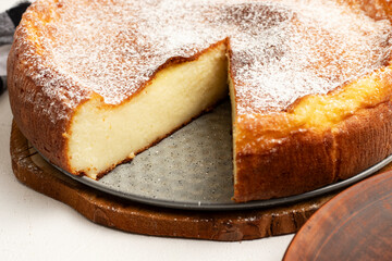 Migliaccio (semolina and ricotta cake). Traditional Neapolitan dessert.