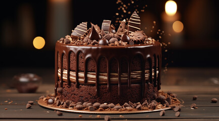 Fototapeta na wymiar Delicious sweet chocolate sponge cake dessert