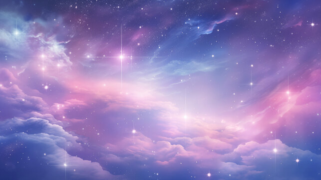 Pastel pale galaxy and stars spiritual background